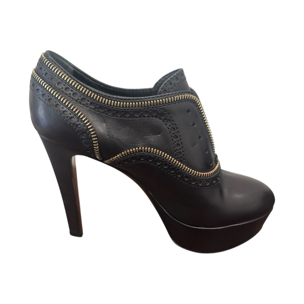 Louis Vuitton Heeled Platform Booties Black Leather Zipper Italy 37.5 EU 7.5 US - Picture 7 of 16